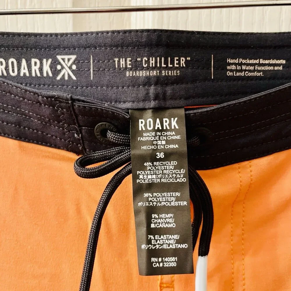 Roark Chiller Mixtape‎ 17” Boardshorts Orange Men's 36 Swim Trunks Shorts RB454